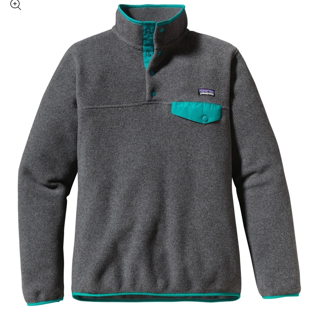 Women's Lightweight Synchilla® Snap-T® Pullover Gray and Teal Fleece Pullover